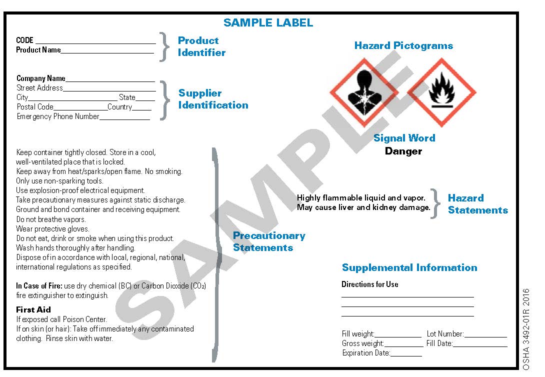 OSHA sample GHS chemical label